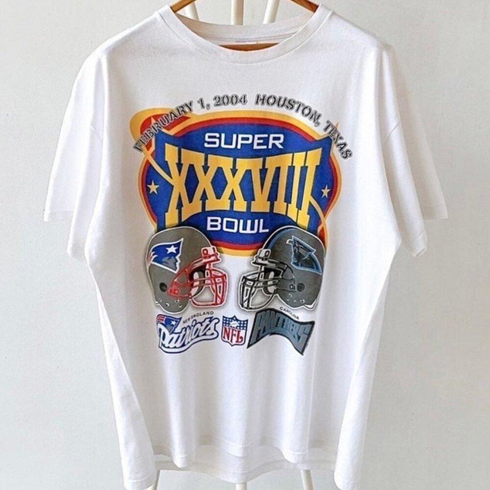 2004 New England Patriots Vs Carolina Panthers Nfl Shirt Retro Tee